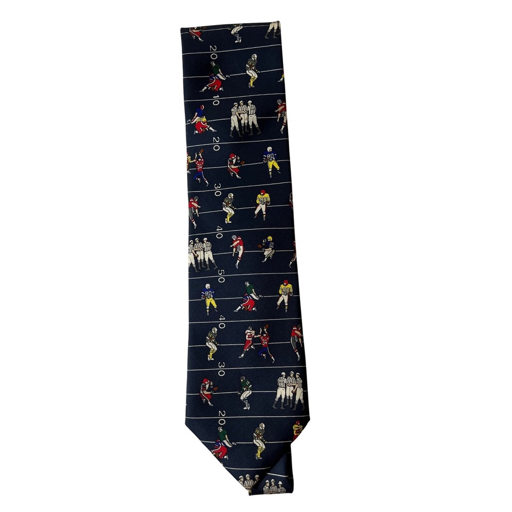Alynn Neckwear Mens Navy Football 50 Field Yard Line‎ Silk Neck Tie